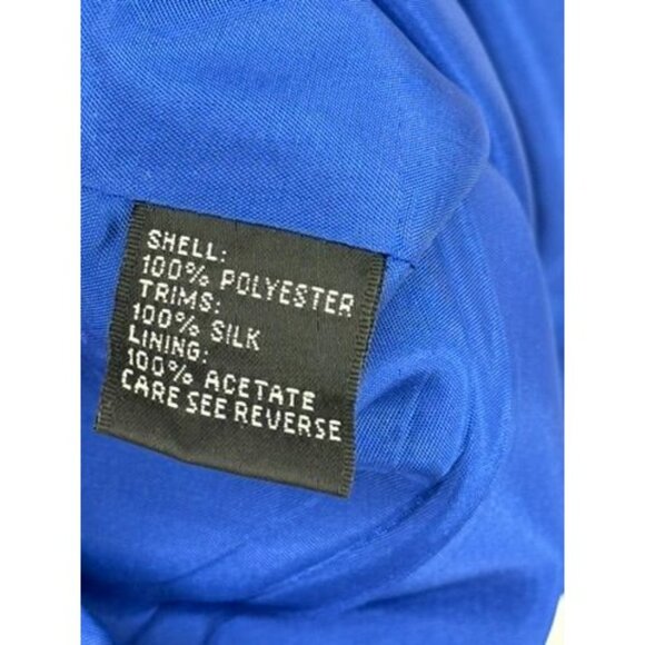 Carmen Marc Valvo Womens cap sleeve Blue Ruffle V Neck Sheath Dress Size 18 - Picture 6 of 9